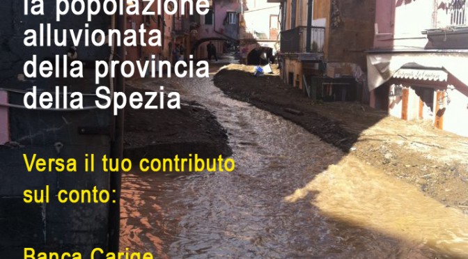 Raccolta fondi per l’alluvione in Liguria.