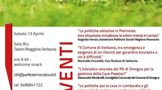 Si discute di casa sabato 13 aprile 2019 a Verbania