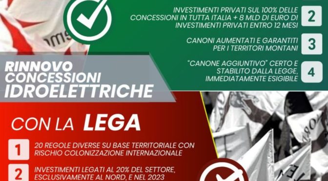 Concessioni idroelettriche: legge regionale centralista e confusa,serve altro