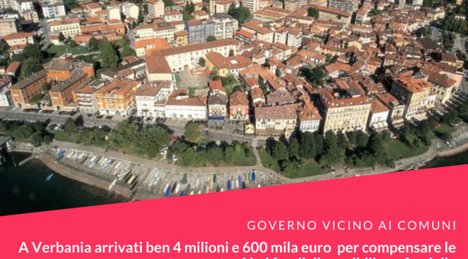 Governo vicino ai Comuni. A Verbania arrivati ben 4 milioni e 600 mila euro per compensare le mancate entrate. Altri fondi per famiglie in difficoltà e imprese nel fondo Verbania Solidale