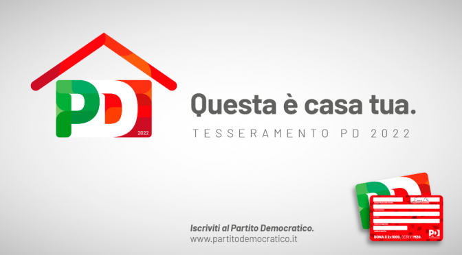 Cambia il tesseramento al PD per il 2022: iscrizione diretta sul sito dedicato