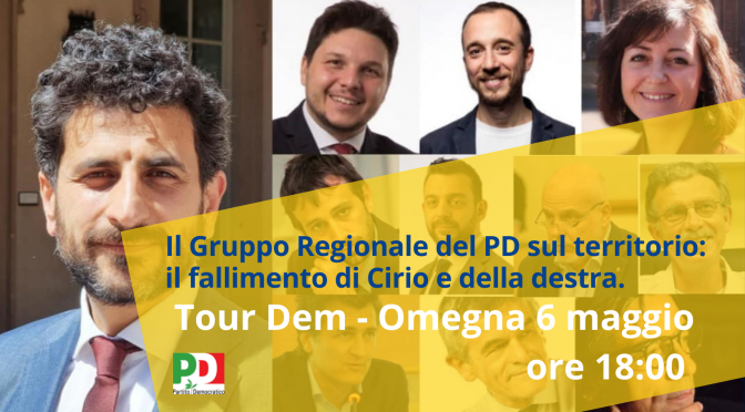 Tour dei consiglieri del Gruppo PD del Piemonte: appuntamento ad Omegna Il 6 maggio