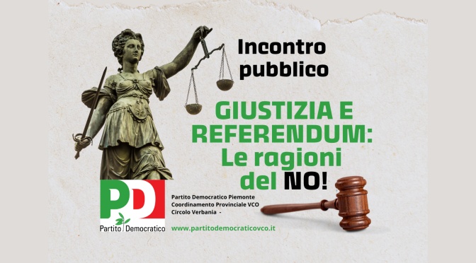 Giustizia e Referendum: le ragioni di un NO! Incontro pubblico a Verbania
